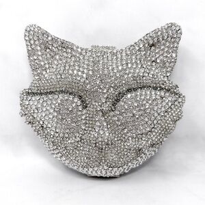 Roger Vivier Swarovski Crystal Embellished Fox Evening Clutch Purse Bag Rare Cat